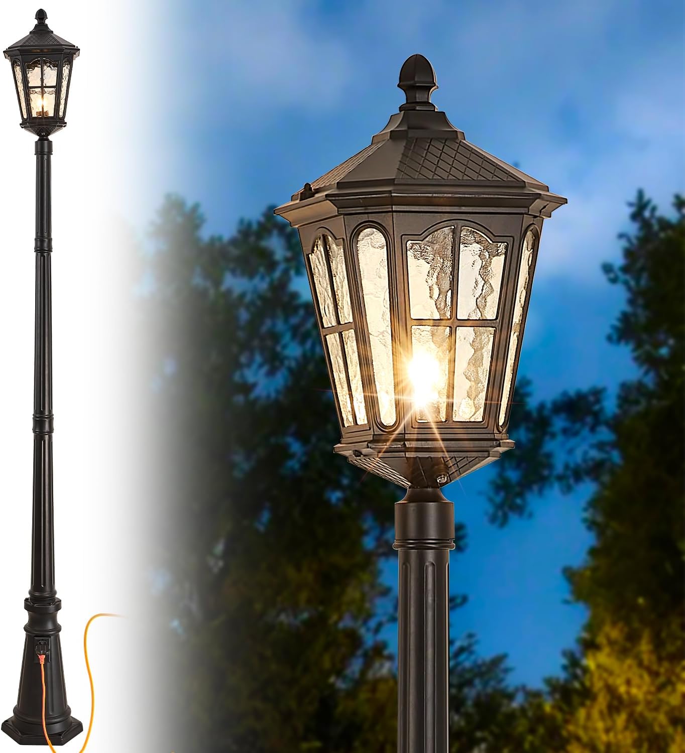 Outdoor Yard Lighting Fixtures - Lampione da esterno impermeabile con presa,