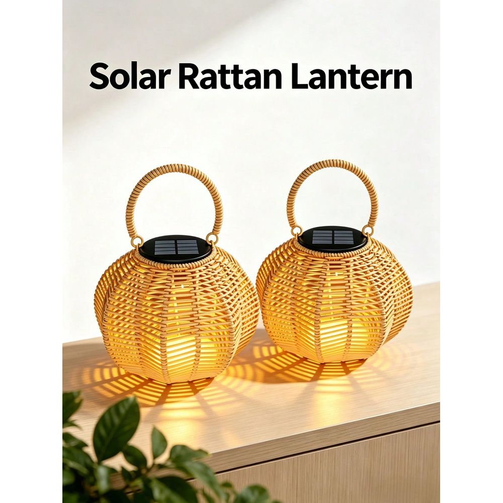 Solar Lantern Hanging - Lampada Solare in Rattan per Arredamento
