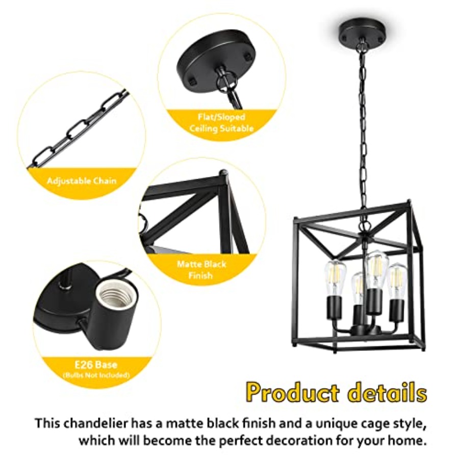 Lampadario a 4 Luci Nero Stile - Solar Lantern Hanging recensione e prezzo