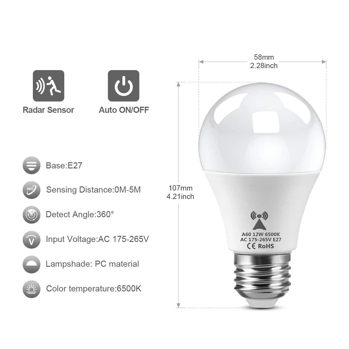 AC175V-265V E27 Radar Sensore  - Outdoor Lighting On Stairs recensione e prezzo